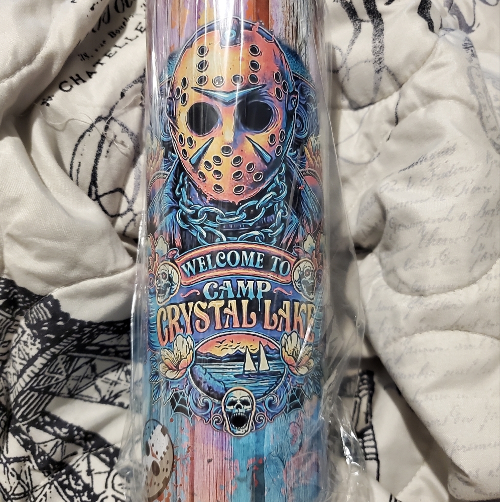 Crystal lake Jason horror tumbler